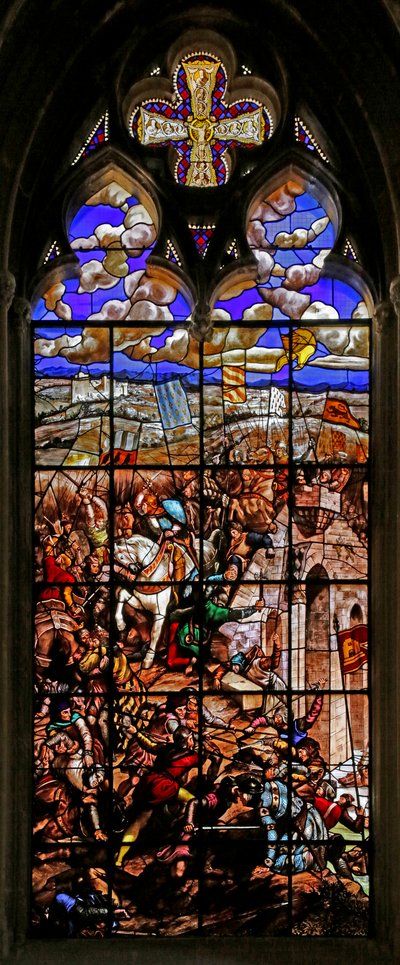 Vitrail représentant Saint Louis à la bataille de Taillebourg - Ferdinand Victor Eugene Delacroix